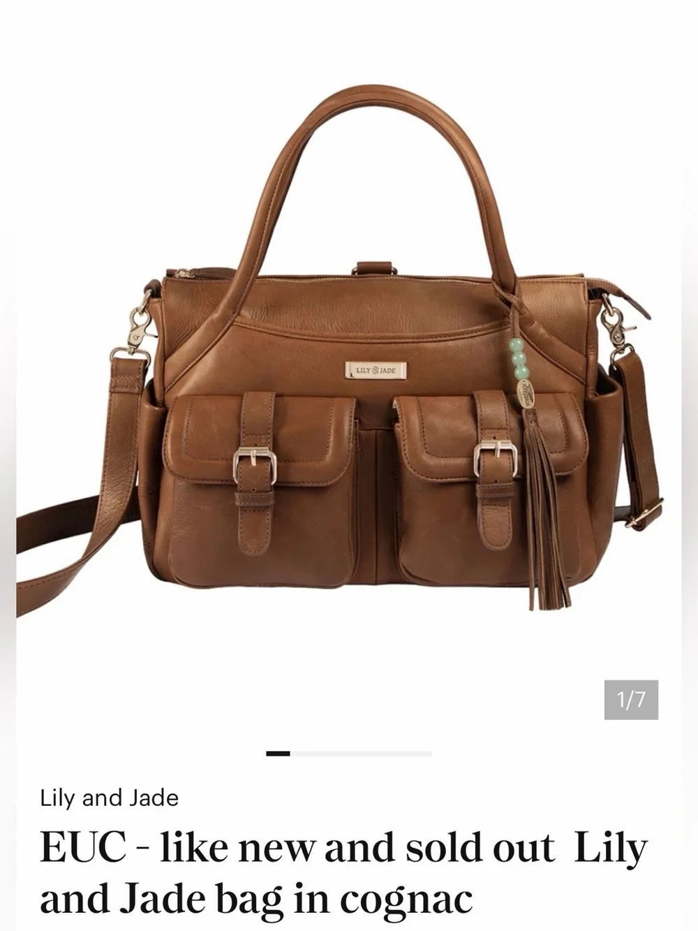 Structured Tan Bag with Exterior Pockets Lily & Jade Elizabeth in Congac